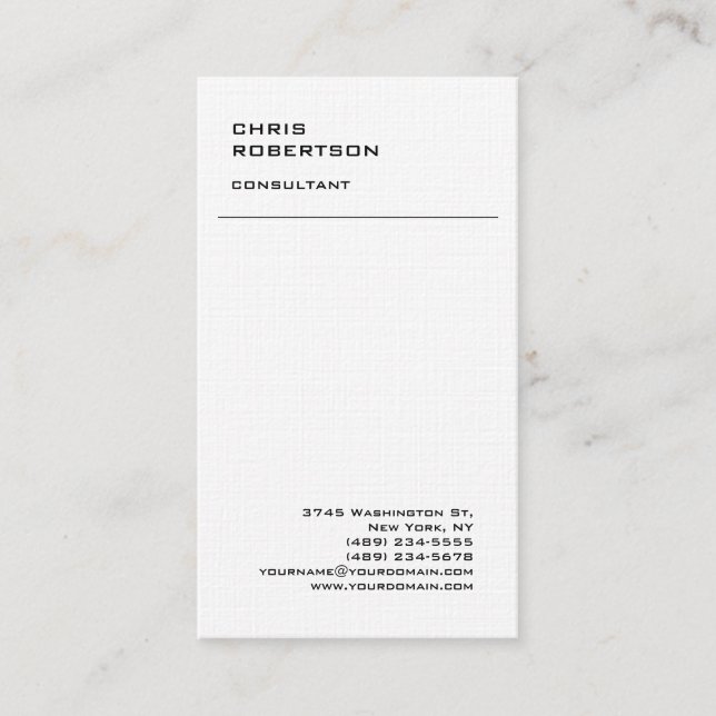 Exclusive Special Modern Minimalist Premium Linen Business Card (Front)
