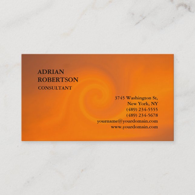 Exclusive Special Plain Orange Modern Trendy Business Card (Front)