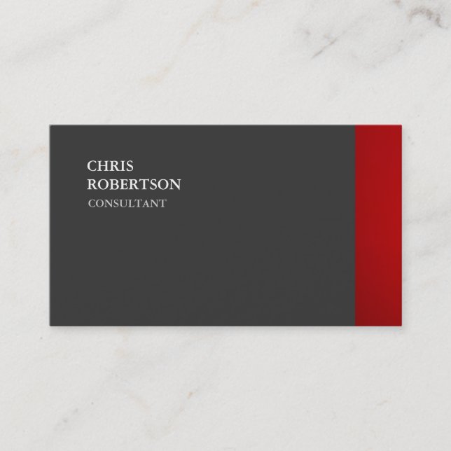 Exclusive Special Plain Red Grey Trendy Business Card (Front)