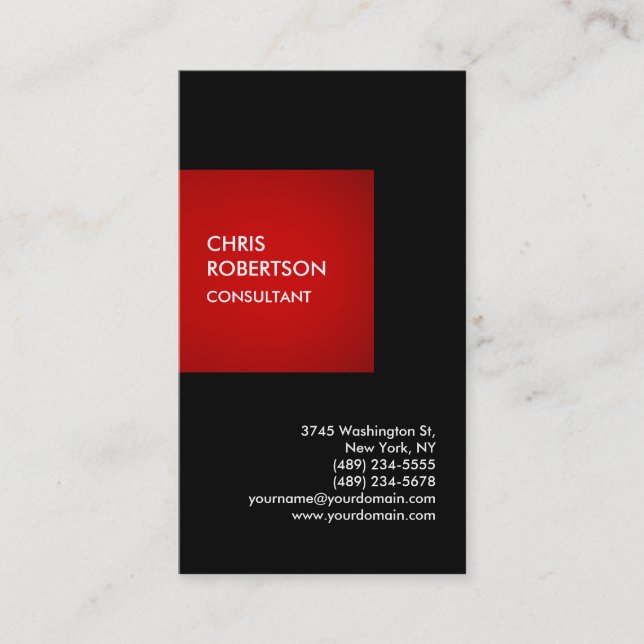 Exclusive Special Red Black Modern Unique Business Card (Front)