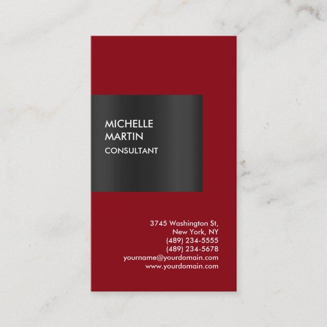 Exclusive Special Red gRAY Modern Unique Business Card (Front)