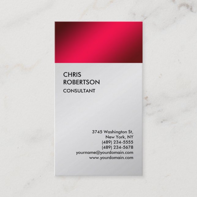 Exclusive Special Red Grey Modern Minimalist Business Card (Front)