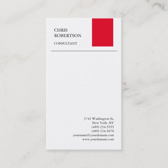 Exclusive Special Red White Modern Minimalist Business Card (Front)