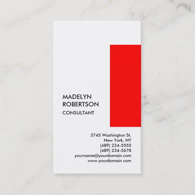 Exclusive Special Red White Unique Business Card (Front)