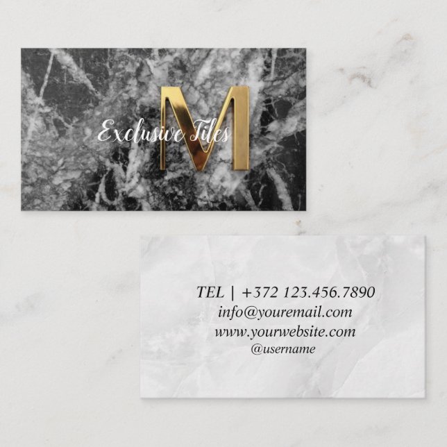 Exclusive Tiles Black Luxury  Natural Materials Business Card (Front/Back)