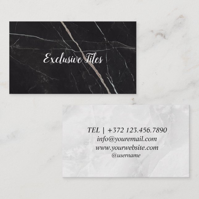 Exclusive Tiles Black Luxury  Natural Materials Business Card (Front/Back)