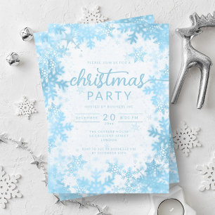 Exclusive Turquoise Snowflakes Company Christmas  Invitation