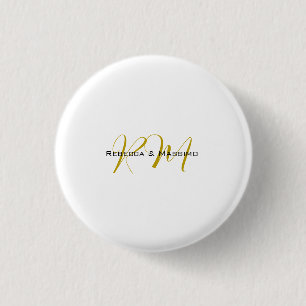 Exclusive Unique Gold Colour Monogram Modern Name 3 Cm Round Badge