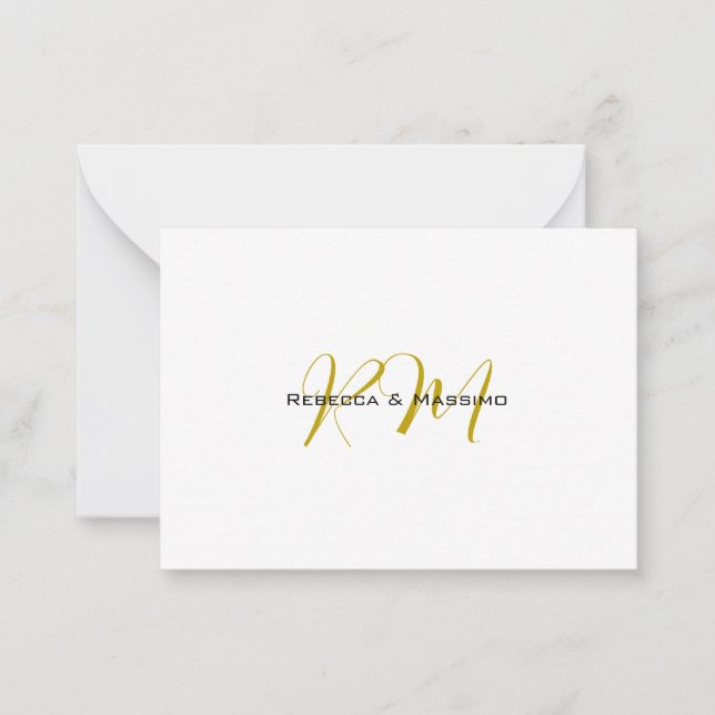 Exclusive Unique Gold Colour Monogram Modern Name Card (Front)