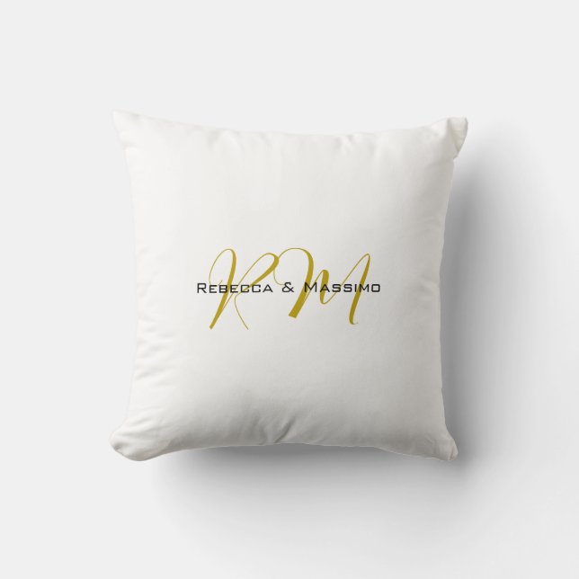 Exclusive Unique Gold Colour Monogram Modern Name Cushion (Front)