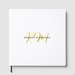 Exclusive Unique Gold Colour Monogram Modern Name Guest Book