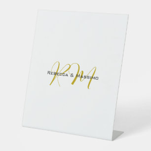 Exclusive Unique Gold Colour Monogram Modern Name Pedestal Sign