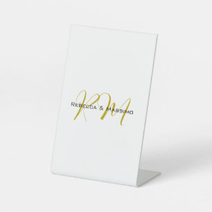 Exclusive Unique Gold Colour Monogram Modern Name Pedestal Sign