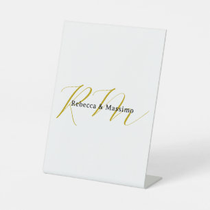 Exclusive Unique Gold Colour Monogram Modern Name Pedestal Sign