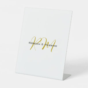 Exclusive Unique Gold Colour Monogram Modern Name Pedestal Sign