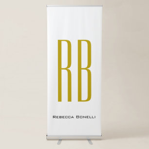 Exclusive Unique Gold Colour Monogram Modern Name Retractable Banner
