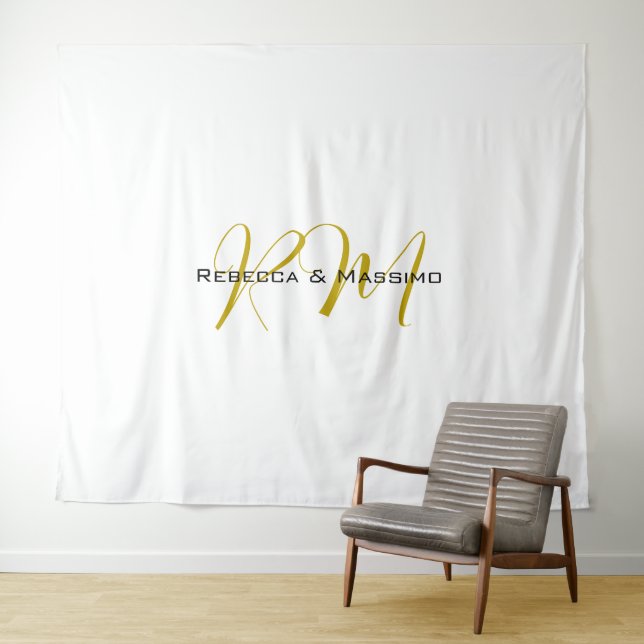 Exclusive Unique Gold Colour Monogram Modern Name Tapestry (In Situ (Horizontal))