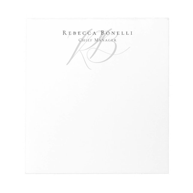 Exclusive Unique Monogram Profile Name Notepad (Front)