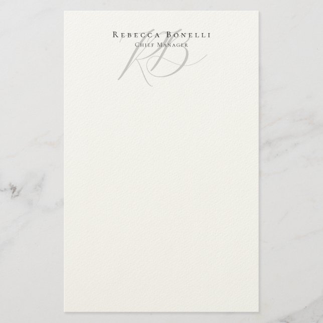 Exclusive Unique Monogram Profile Name Stationery (Front)