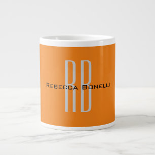 Exclusive Unique Orange Initials Monogram Modern Large Coffee Mug