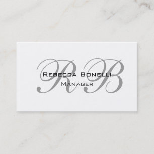 Exclusive Unique White Grey Monogram Manager Business Card