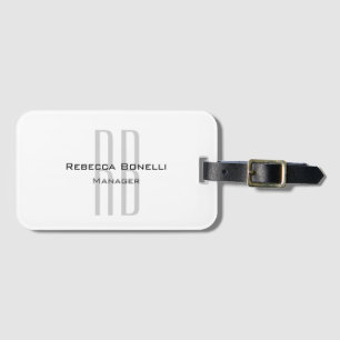 Exclusive Unique White Grey Monogram Modern Luggage Tag