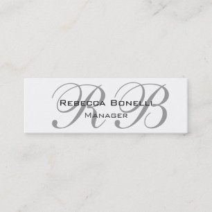 Exclusive Unique White Grey Monogram Slim Mini Business Card