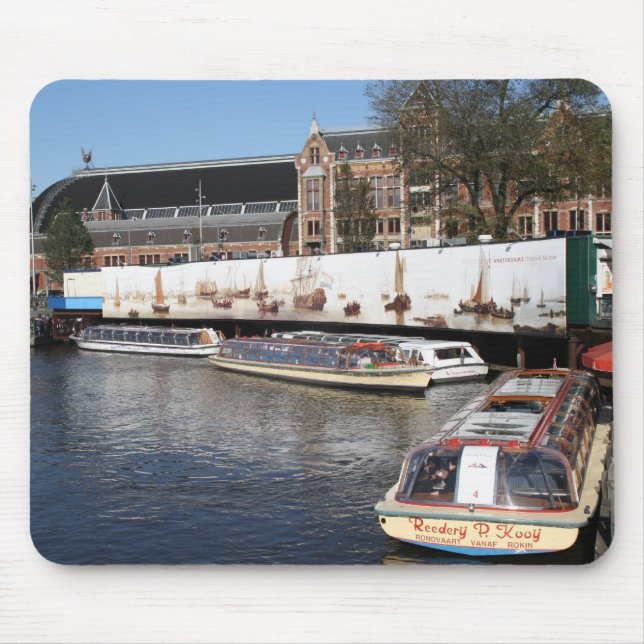 Excursion boats in Amsterdam Mouse Mat (Front)