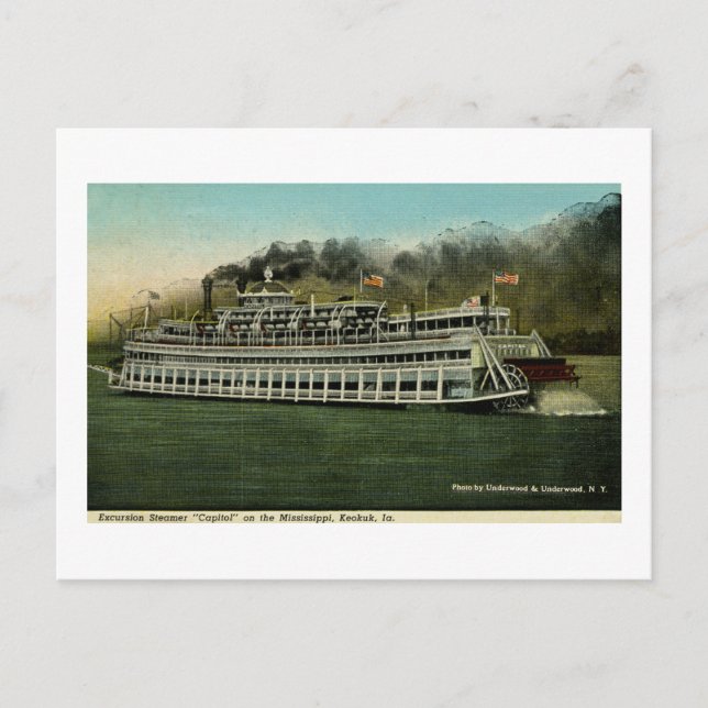 Excursion Steamer "Capitol" on the Mississippi Postcard (Front)