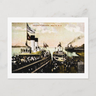 Excursion Steamers, Detroit, Michigan Postcard