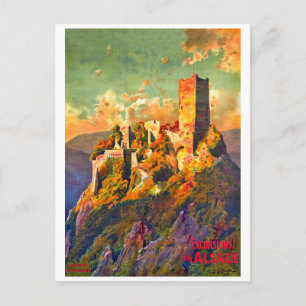 Excursions in Alsace, France, vintage travel Postcard