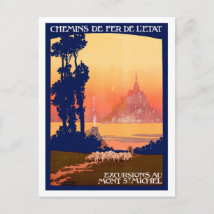 Excursions to St. Michel, France, vintage travel Postcard