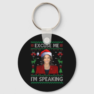 Excuse Me I'm Speaking Ugly Christmas Kamala Harri Key Ring