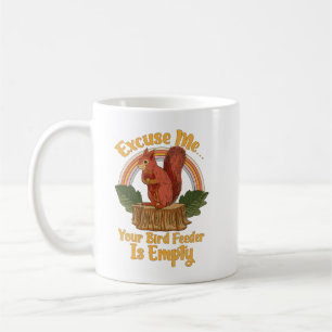 Excuse Me Your Bird Feeder Is Empty Funny Squirrel Coffee Mug