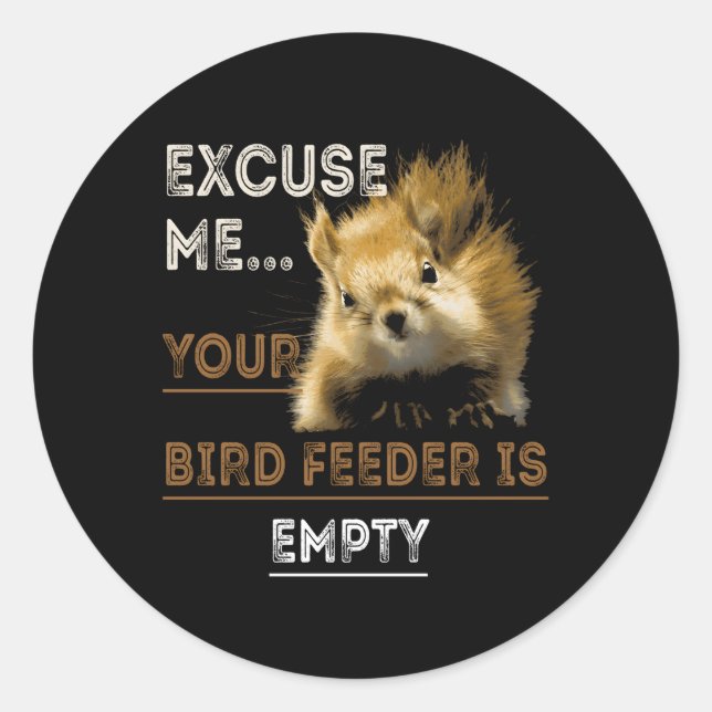 Excuse Me Your Bird Feeder Is Empty Squirrel Classic Round Sticker (Front)