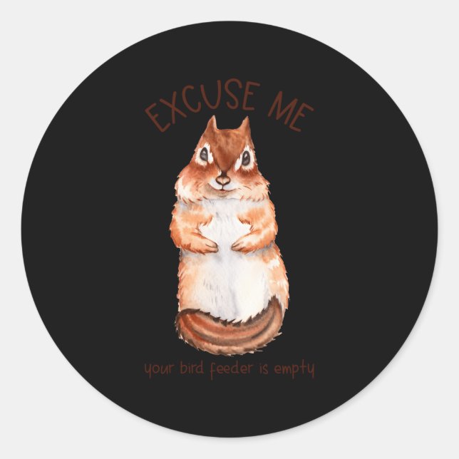 Excuse Me Your Bird Feeder Is Empty Squirrel Classic Round Sticker (Front)