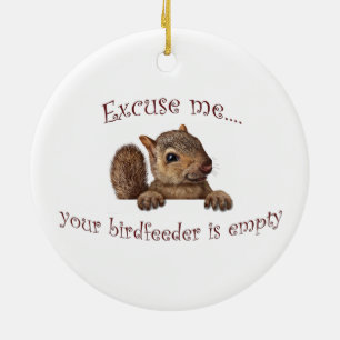 Excuse me...your birdfeeder is empty ceramic tree decoration