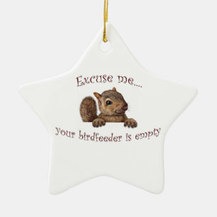 Excuse me...your birdfeeder is empty ceramic tree decoration