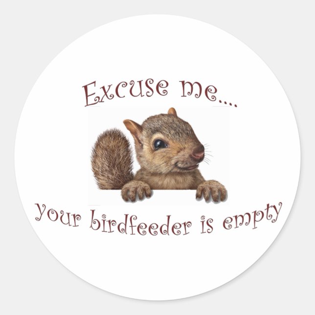 Excuse me...your birdfeeder is empty classic round sticker (Front)