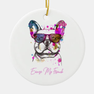 Excuse My French Funny French Bulldog Ceramic Tree Decoration