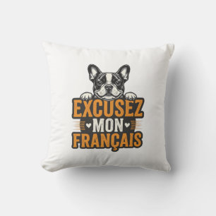 Excusez Mon Franais French Bulldog Vintage Cushion