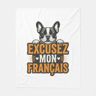Excusez Mon Franais French Bulldog Vintage Fleece Blanket