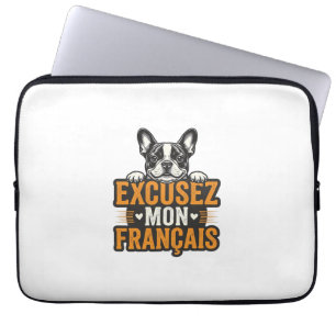 Excusez Mon Franais French Bulldog Vintage Laptop Sleeve