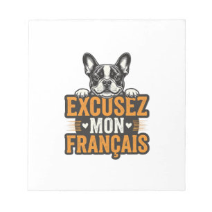 Excusez Mon Franais French Bulldog Vintage Notepad