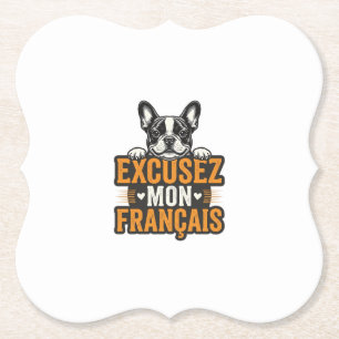 Excusez Mon Franais French Bulldog Vintage Paper Coaster
