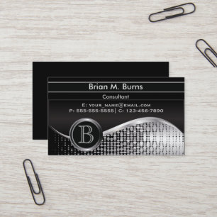Executive Black and Silver    Monogram Business Card
