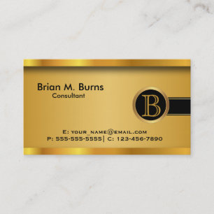 Executive Black Gold DIY Monogram Business Card