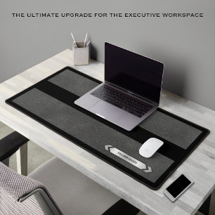 Executive Black Gray Minimalist For Him Desk Mat