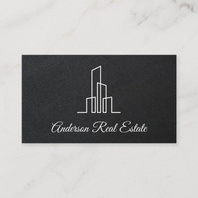Executive Black Leather | Realtor | Metropolis Business Card (Front)