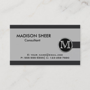 Executive Black Steel Monogram Business Card